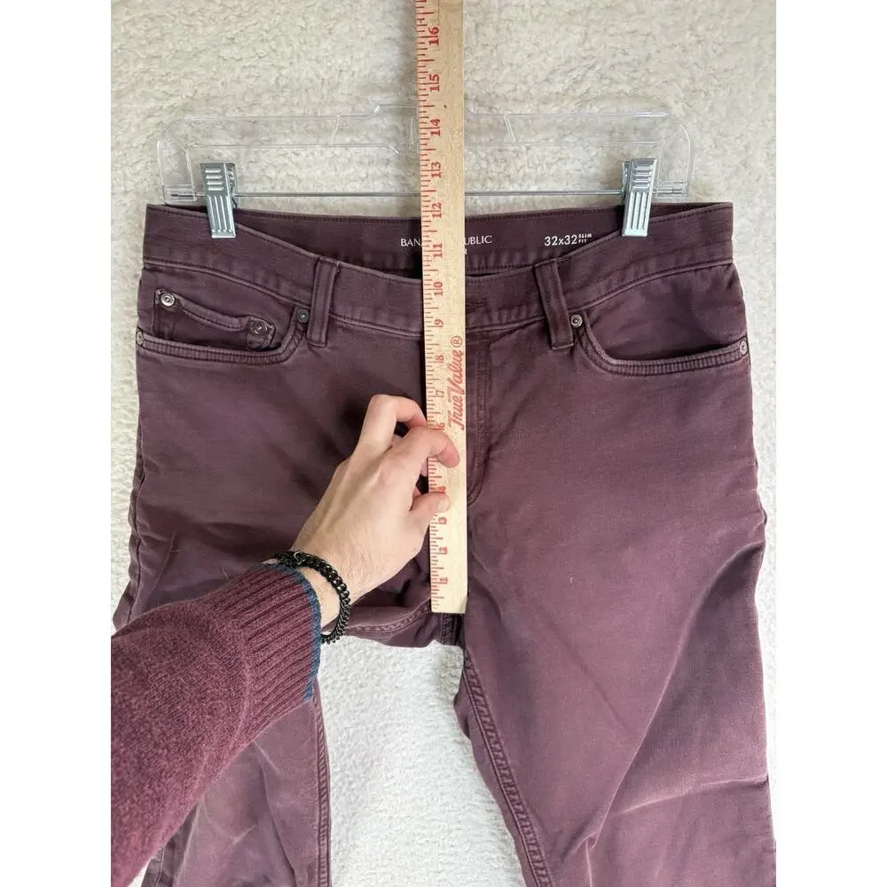 Banana Republic Travel Jean Mens 32x32 Slim Fit Burgundy Maroon Dark Red Pants